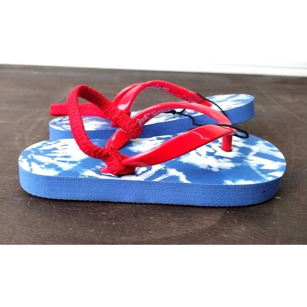 Cat and Jack Kids Toddler Sandals‎ Flip Flops Blue Tie Dye Red Strap Size M 7/8